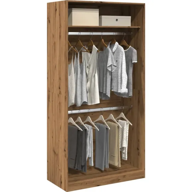vidaXL Kledingkast 100x50x200 cm bewerkt hout artisanaal eikenkleurig