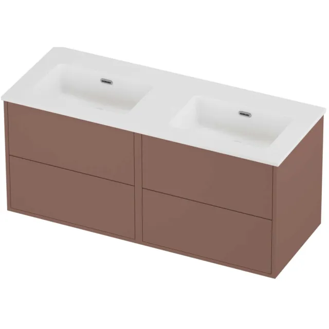 Proline Tribute Badmeubelset Porselein Elegant Zonder Gat 120x46x54 cm Mat White Beauty Blush Rosé Goud