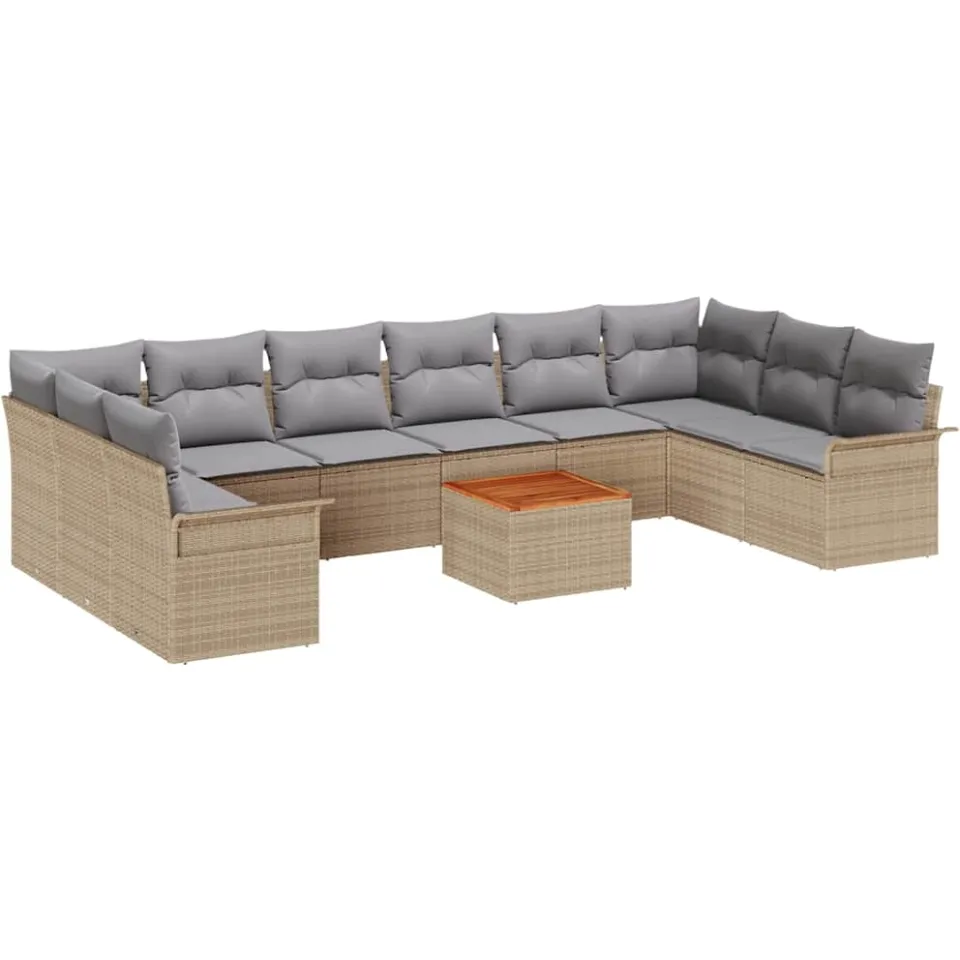 vidaXL Tuinbankenset 11 st Beige poly rattan