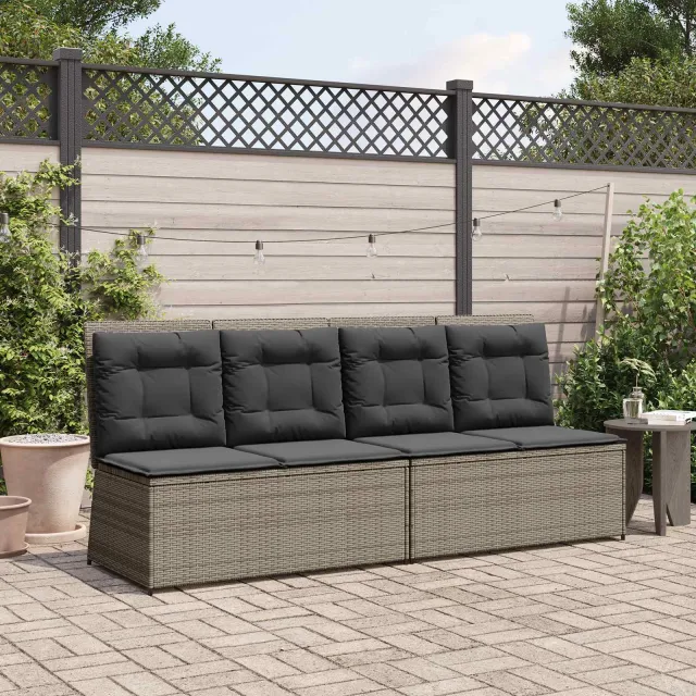 vidaXL Tuinbank Grijs poly rattan, foto 2