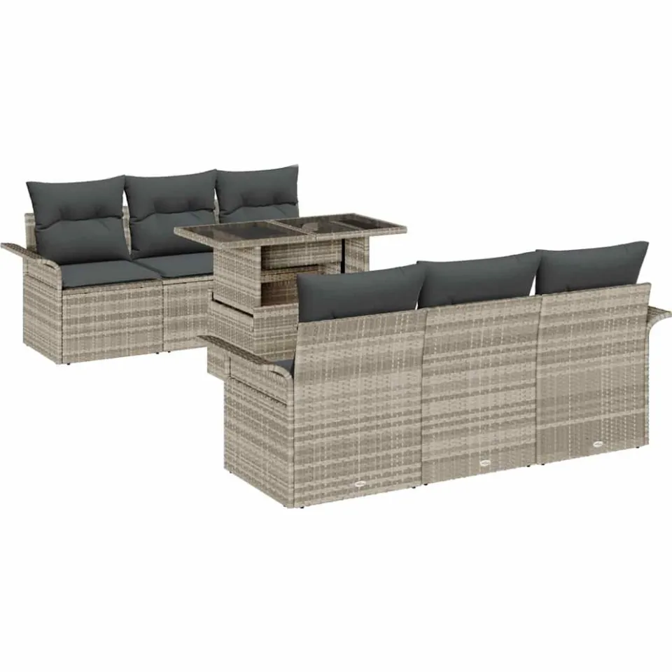 vidaXL Tuin Sofa Set 7 st Lichtgrijs [Synthetisch]: Poly Rattan