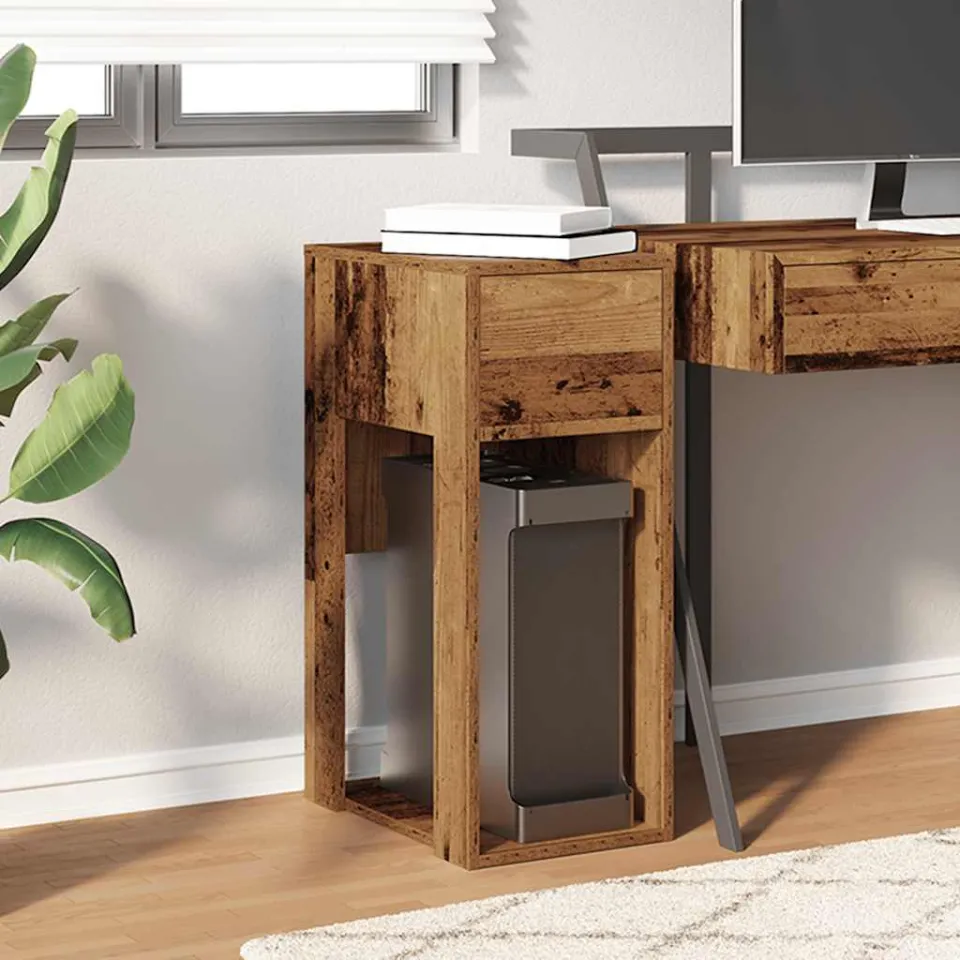 vidaXL Computertorenstandaard met lade 30x44x74 cm oud houtkleurig bruin, foto 2