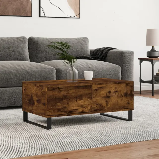 vidaXL Salontafel 90x50x36,5 cm bewerkt hout gerookt eikenkleurig, foto 2