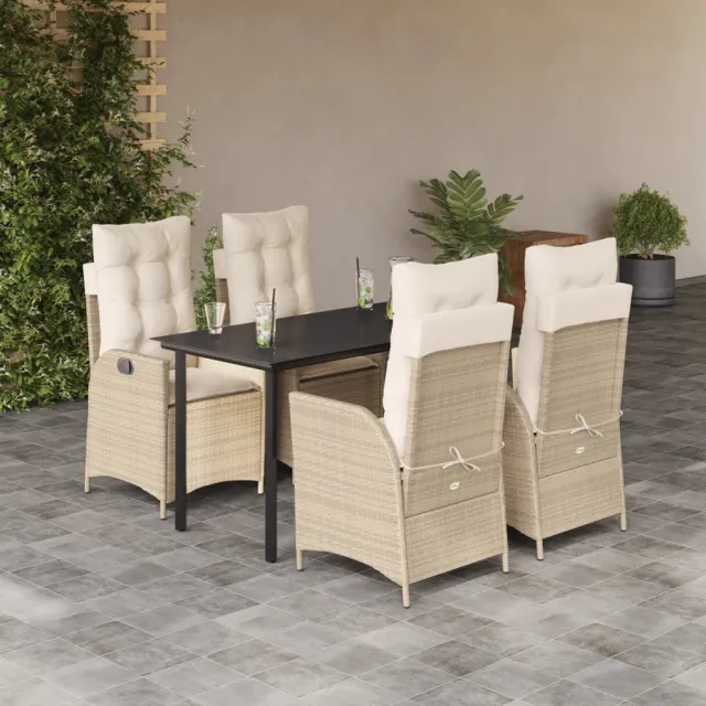vidaXL 5-delige Tuinset met kussens poly rattan beige, foto 2