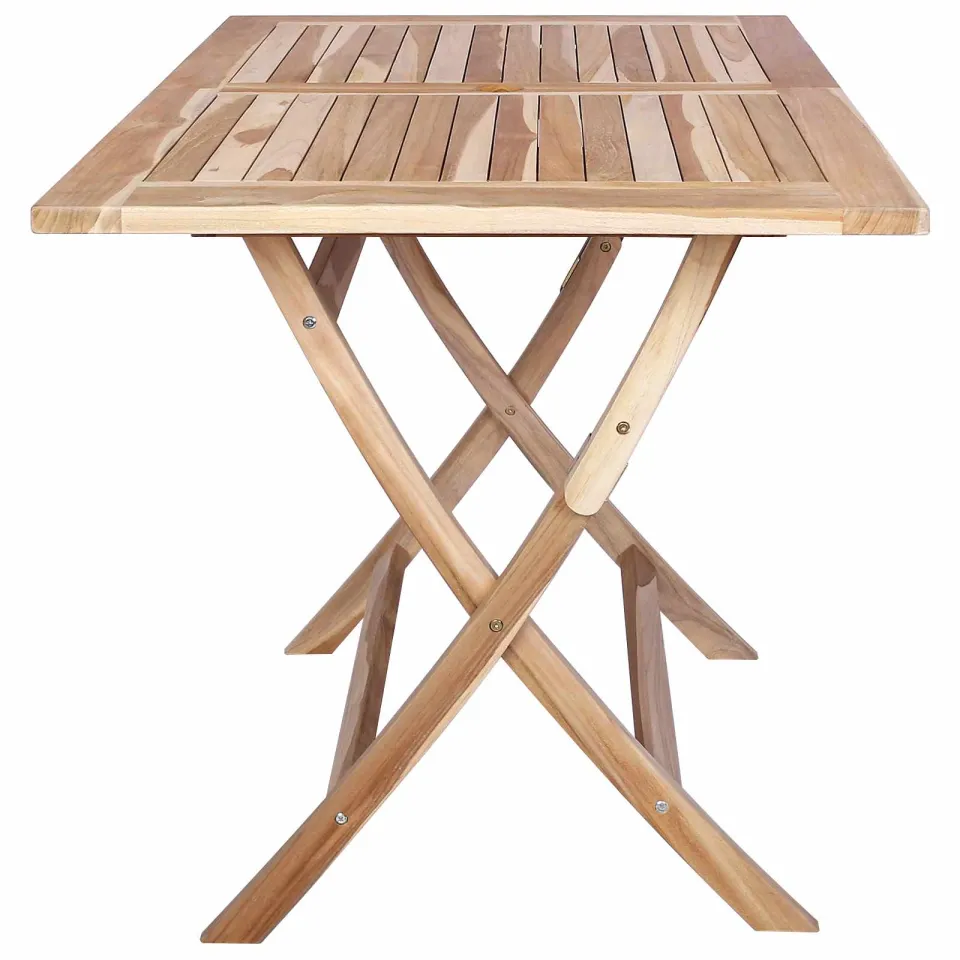 vidaXL Vouw Tuin Tafel Naturel 120 x 70 x 75,5 cm Massief Teakhout, foto 4