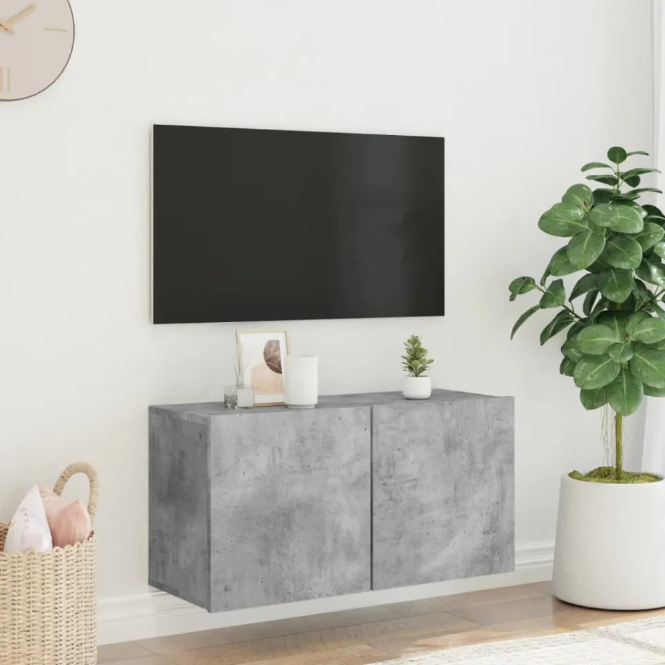 vidaXL Tv-meubel wandgemonteerd 80x30x41 cm betongrijs grijs, foto 2