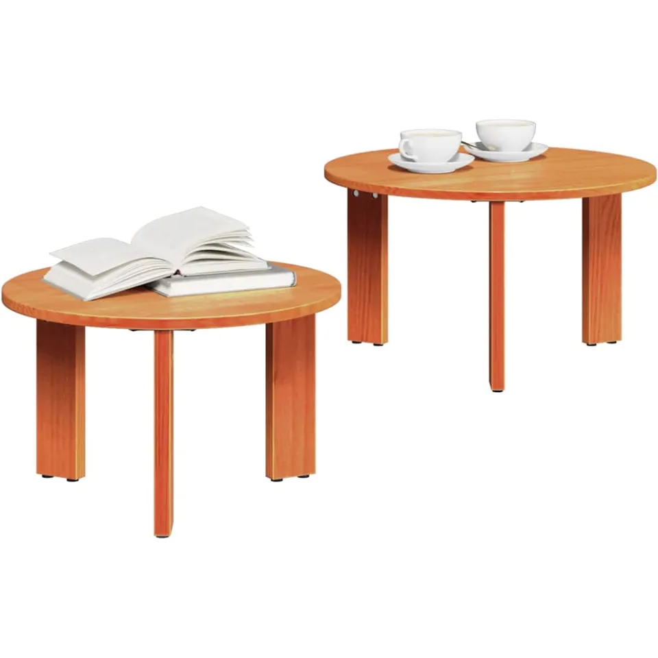 vidaXL Salontafel 2 st Wasbruin 47,5 x 47,5 x 27 cm Massief grenenhout