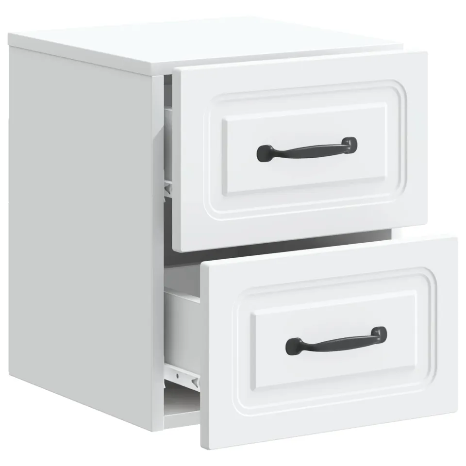 vidaXL Wandbeugel Bedkast met lade Wit 34,5 x 33 x 40 cm Bewerkt hout, foto 4