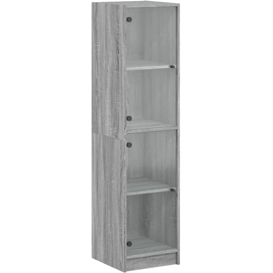vidaXL Hoge kast met glazen deuren 35x37x142 cm grijs sonoma eiken