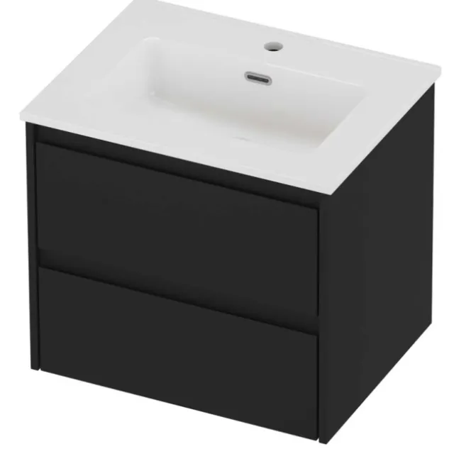 Proline Tribute Badmeubelset Porselein Elegant 1 Gat 60x46x54 cm Glans Wit Mat Zwart