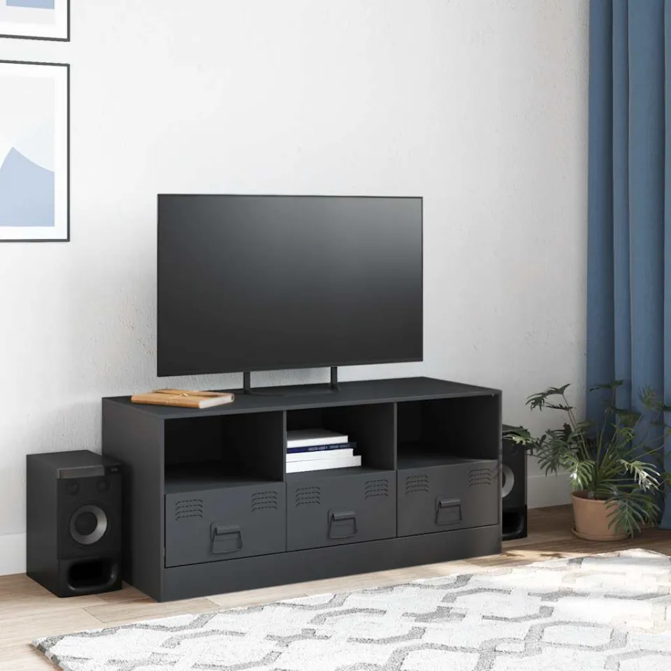 vidaXL Tv-meubel 99x39x44 cm staal antracietkleurig, foto 3