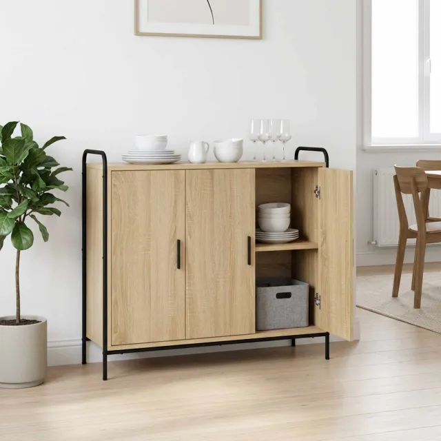 vidaXL Dressoir Sonoma Eiken 97 x 33 x 81 cm Bewerkt hout Bruin