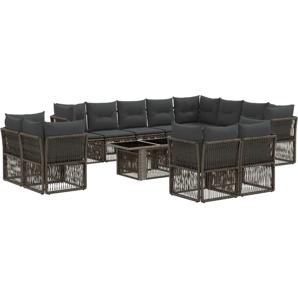 vidaXL Tuinbankenset 13 st Grijs poly rattan, foto 3