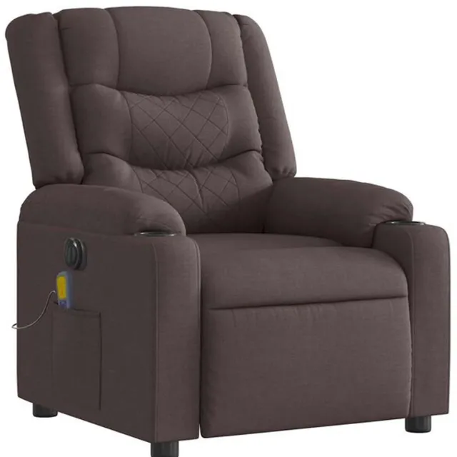 GranMaison Massagestoel - Relaxfauteuil - Zetel - Stof - 1 persoons - Met armleuning - Zeer comfortabel - Elektrisch - Donkerbruin