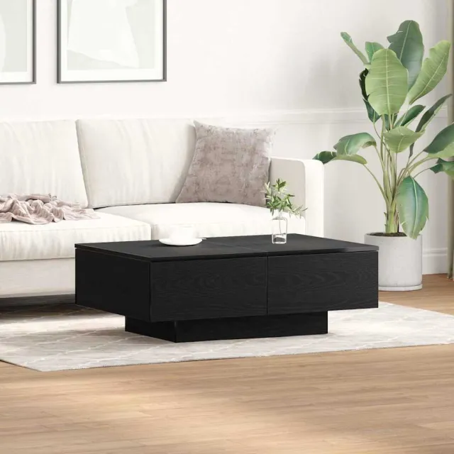 vidaXL Salontafel Zwart Eiken 90 x 60 x 31 cm Bewerkt hout, foto 2