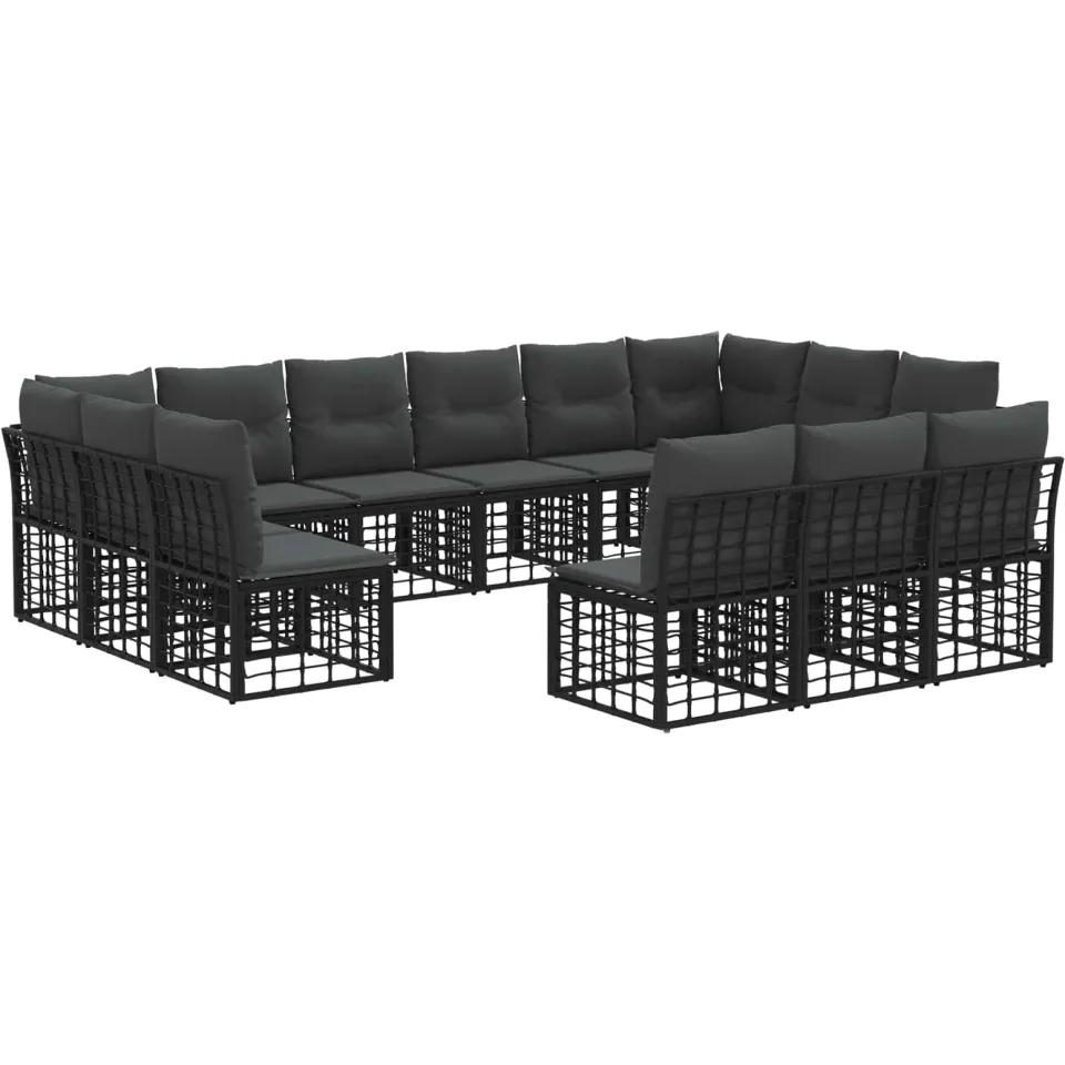 vidaXL Buiten bankenset 13 st 13-zits Zwart en Donkergrijs Polyester