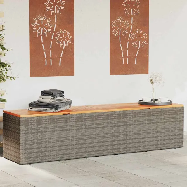 vidaXL Tuinbox 220x50x54 cm poly rattan en acaciahout grijs, foto 2