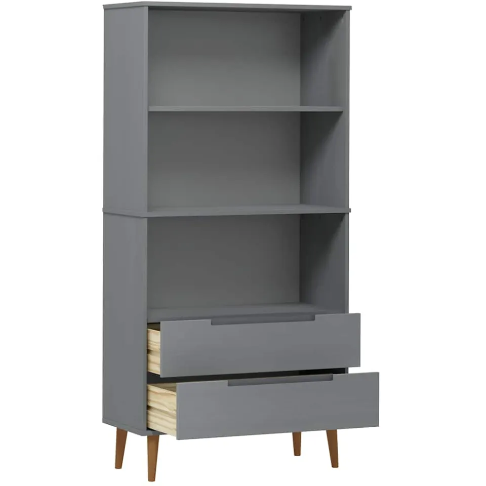 vidaXL Boekenkast MOLDE 85x35x170,5 cm massief grenenhout grijs, foto 4