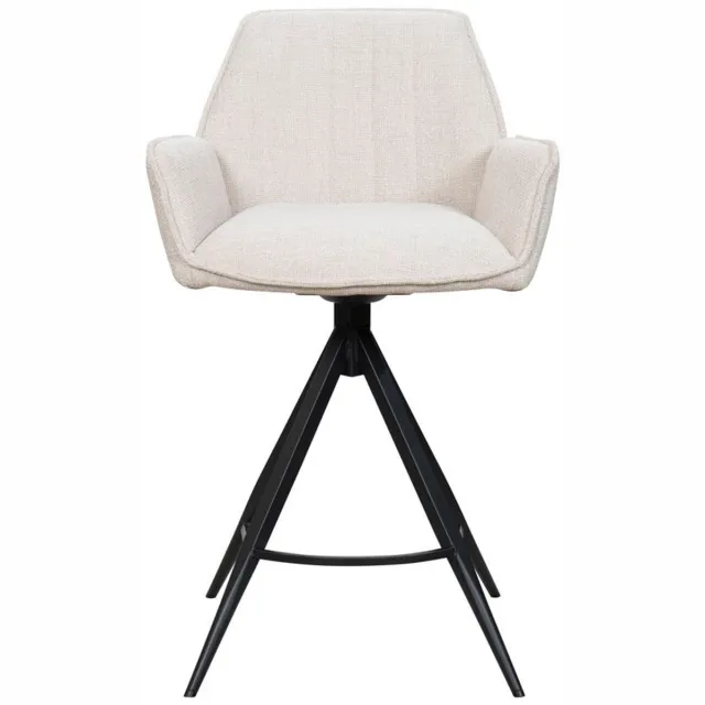 Giga Meubel Barstoel Noa Draaibaar - Beige/Zwart - Set van 2
