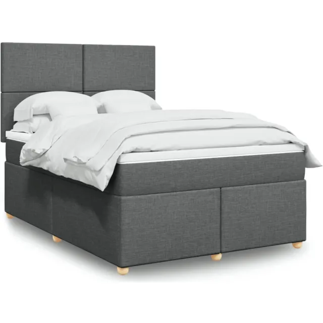 vidaXL Boxspring met matras stof donkergrijs 160x200 cm grijs