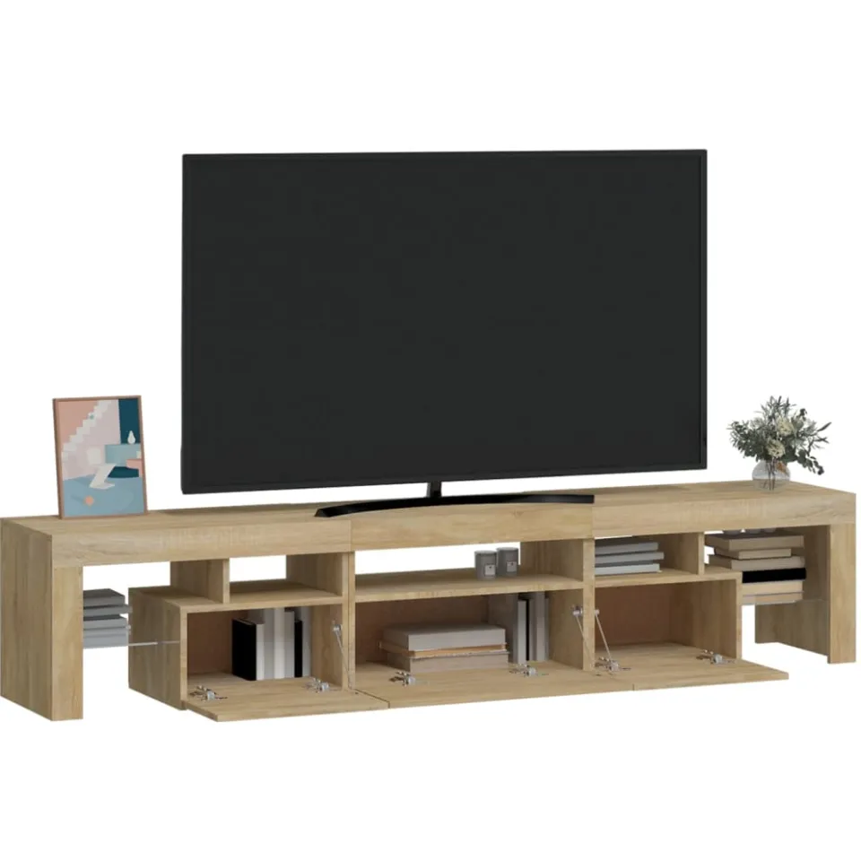vidaXL Tv-meubel met LED-verlichting 200x36,5x40cm sonoma eikenkleurig, foto 3