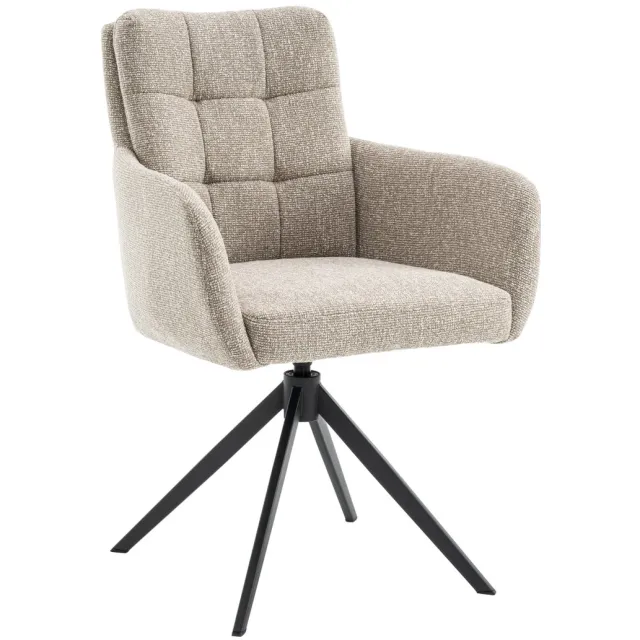 Woonexpress Draaibare Eetkamerstoel Swag - Textiel / Metaal - Beige / Zwart - 63x89x63 cm (BxHxD) - ARS - Koudschuim Beige/Bruin