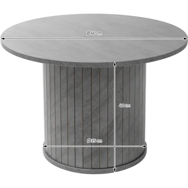 ml-design salontafel rond betonlook grijs Ø60x40 cm woonkamer bijzettafel modern klassiek design houten koffietafel compact rond tafeltje voor thee koffie snacks stijlvolle woondecoratie decoratieve grijze tafel industrieel woonkamermeubel