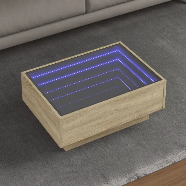 vidaXL Salontafel met LED 70x50x30 cm bewerkt hout sonoma eikenkleurig, foto 2