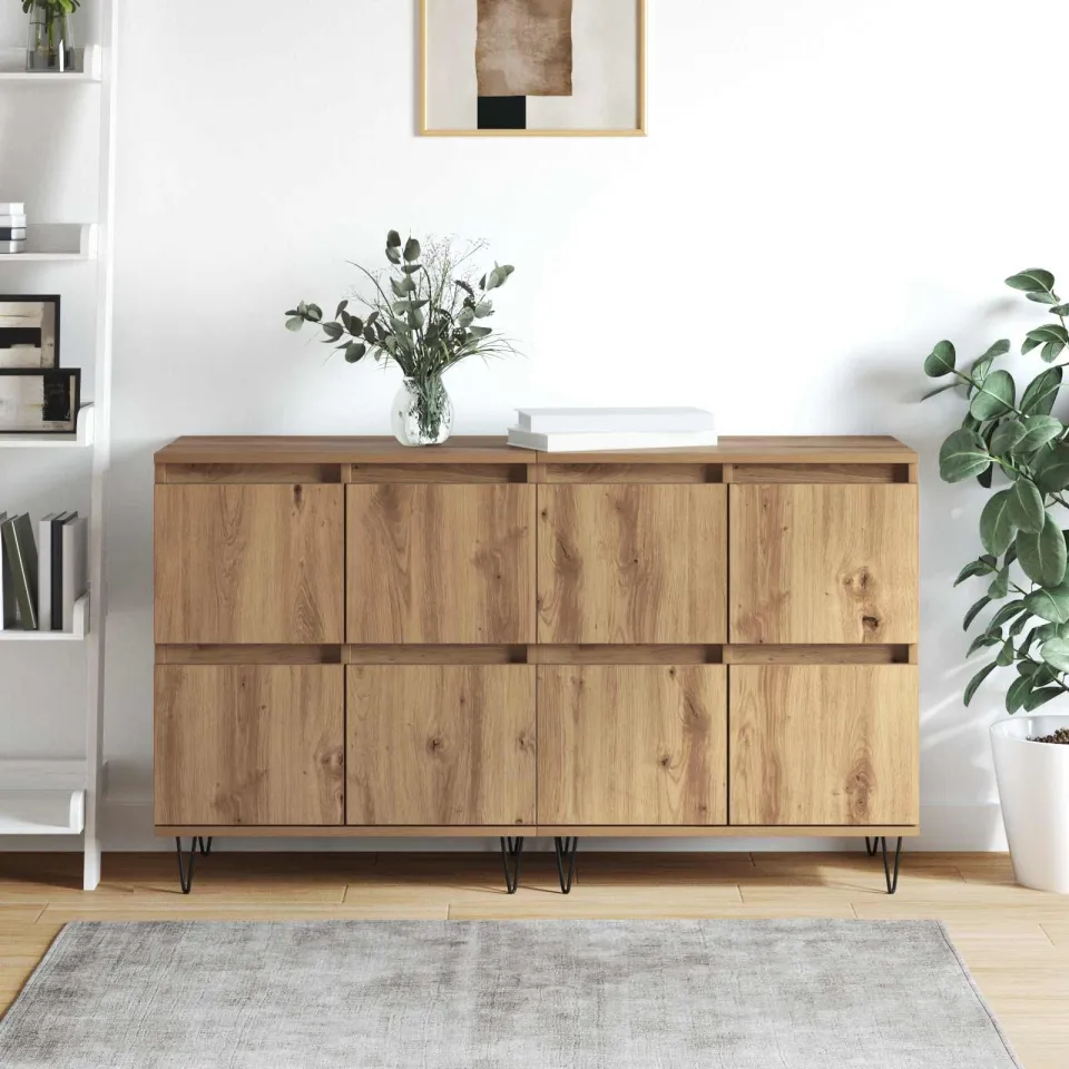 vidaXL Dressoirs 2 st artisanaal eikenkleurig 60 x 35 x 70 cm, foto 4