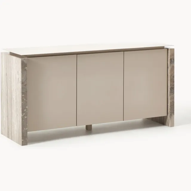 Westwing Collection Dressoir Bruce van marmer en metaal Beige