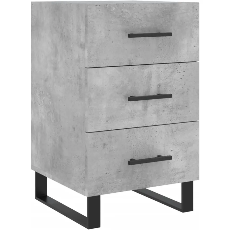 vidaXL Nachtkastje 40x40x66 cm bewerkt hout betongrijs grijs, foto 3