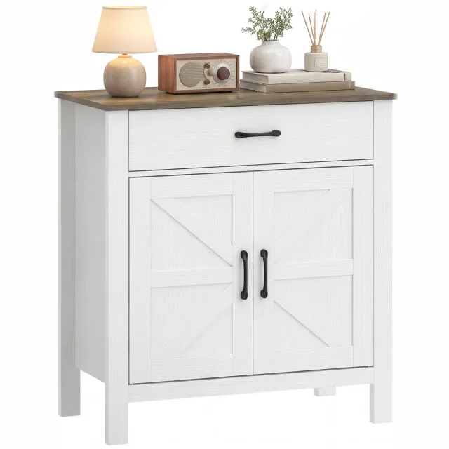 Homcom Dressoir - Spaanplaat, MDF - 77 x 39,3 x 81,5 cm - Wit en bruin