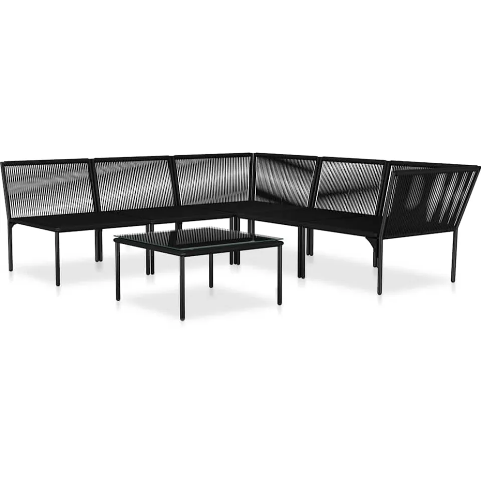 vidaXL 6-delige Loungeset met kussens PVC zwart