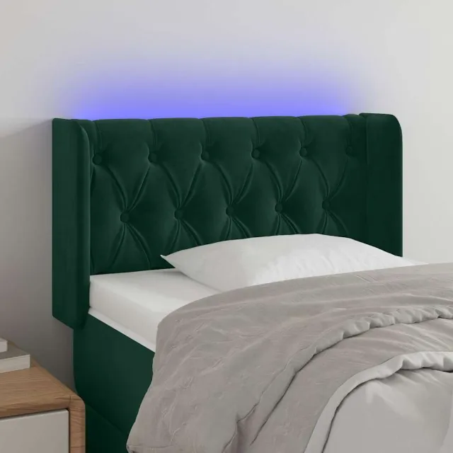 vidaXL Hoofdbord LED 83x16x78/88 cm fluweel donkergroen groen