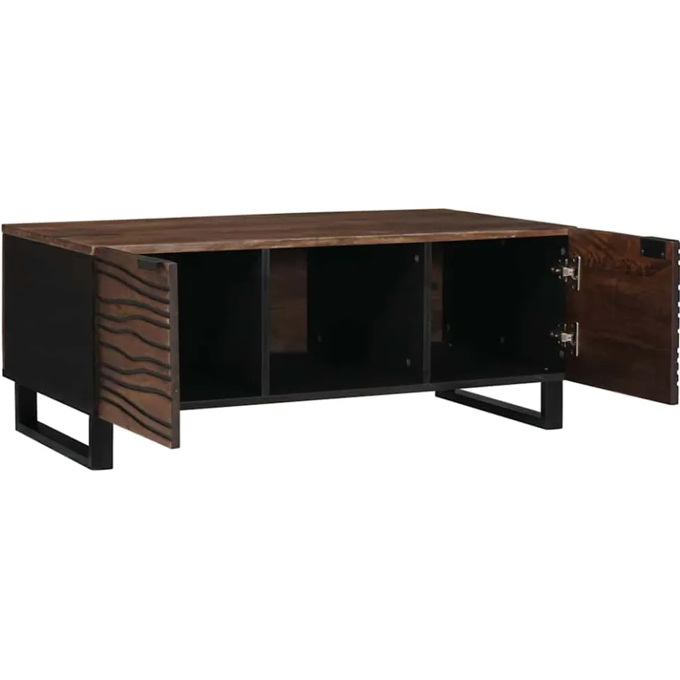vidaXL Salontafel Walnotenhout 100 x 54 x 40 cm Bewerkt hout bruin, foto 2