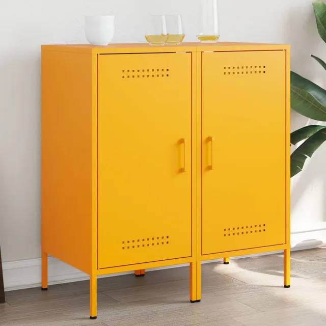 vidaXL Dressoirs 2 st 36x39x79 cm staal mosterdgeel, foto 2