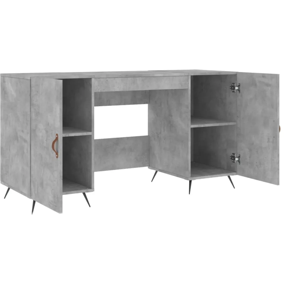 vidaXL Bureau 140x50x75 cm bewerkt hout betongrijs grijs