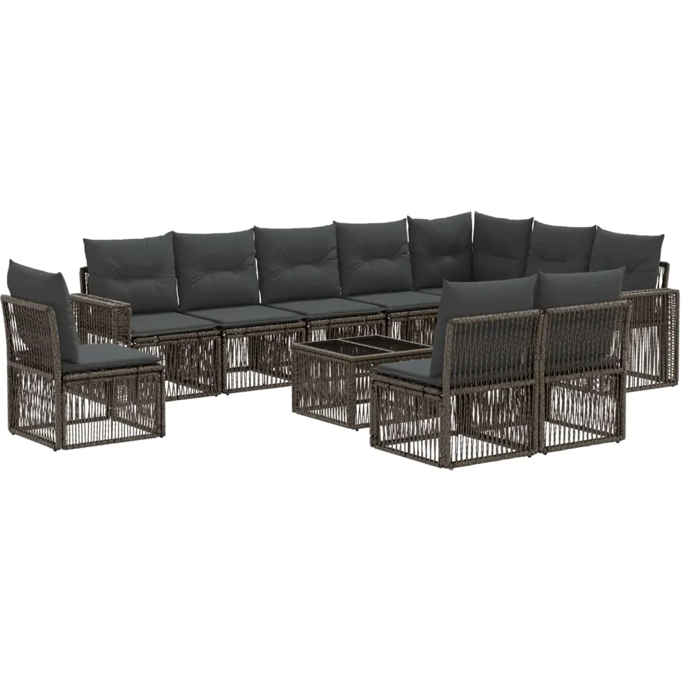 vidaXL Tuinbankenset 11 st Grijs en Donkergrijs poly rattan, foto 3