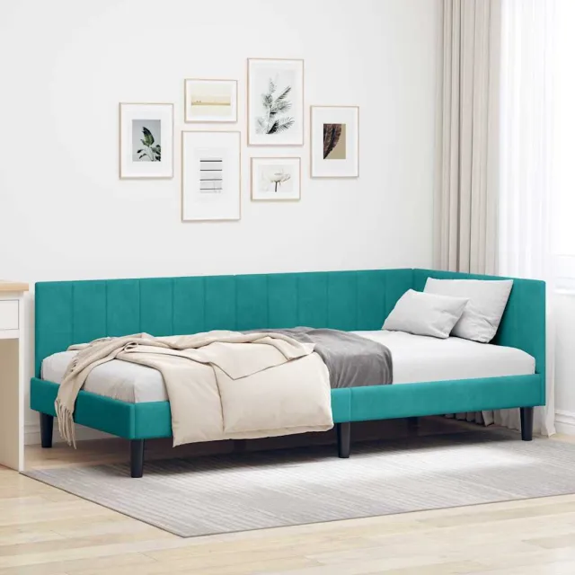 vidaXL Hoekbedframe Turquoise 90 x 190 cm fluweel
