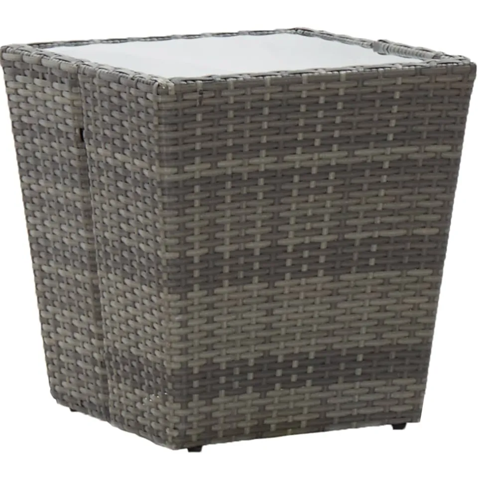 vidaXL 3-delige Bistroset met kussens poly rattan en glas grijs, foto 4
