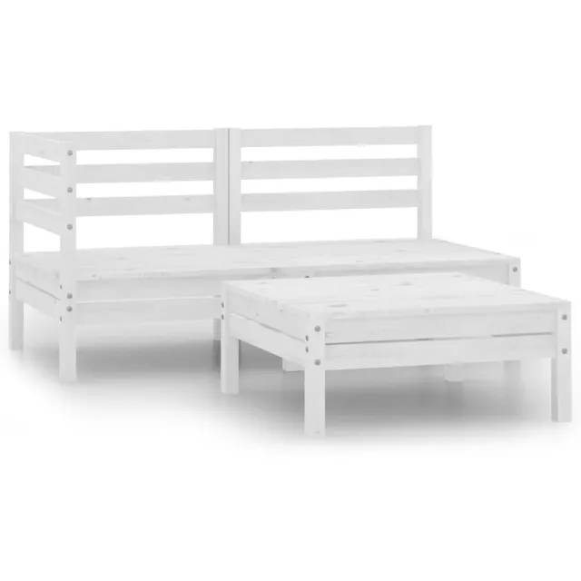 vidaXL 3-delige Loungeset massief grenenhout wit
