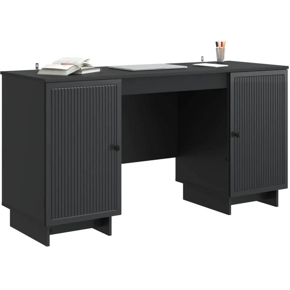 vidaXL Bureau Zwart Bewerkt hout 142,5 x 50 x 75 cm