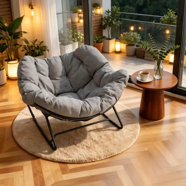 CHICFURN Schommelstoel - Schommelbasis - Metalen frame - Lichtgrijs