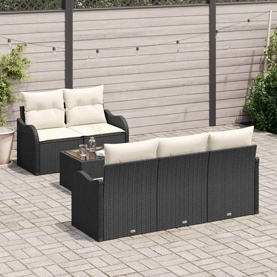 vidaXL Tuin Sofa Set Zwart poly rattan, foto 3