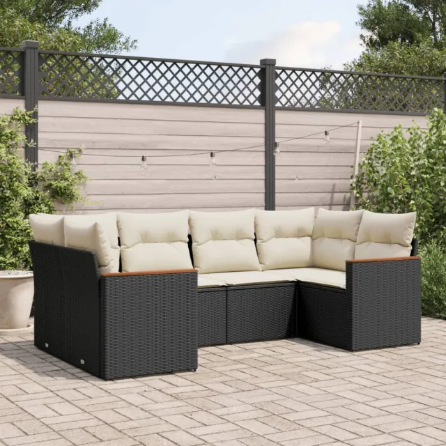vidaXL 6-delige Loungeset met kussens poly rattan zwart, foto 2