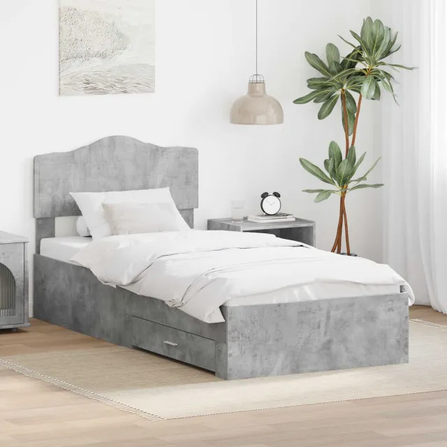 vidaXL Bedframe met lade Beton Grijs 90 x 200 cm Bewerkt hout