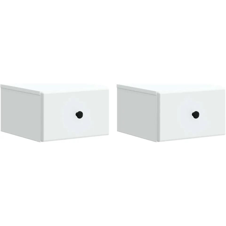 vidaXL Wandbeugel Bedkast 2 st Wit 34,5 x 33 x 20 cm Bewerkt hout, foto 3