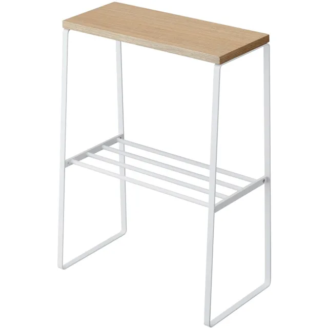 Unyqoos Minimalistische witte bijzettafel van staal en hout voor elk interieur