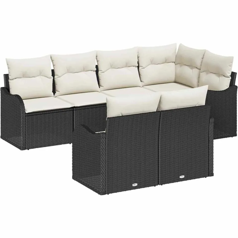 vidaXL Tuin Sofa Set 7 st Zwart Poly riet, foto 4