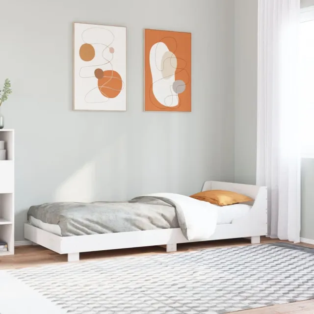 vidaXL Bedframe zonder matras massief grenenhout wit 75x190 cm